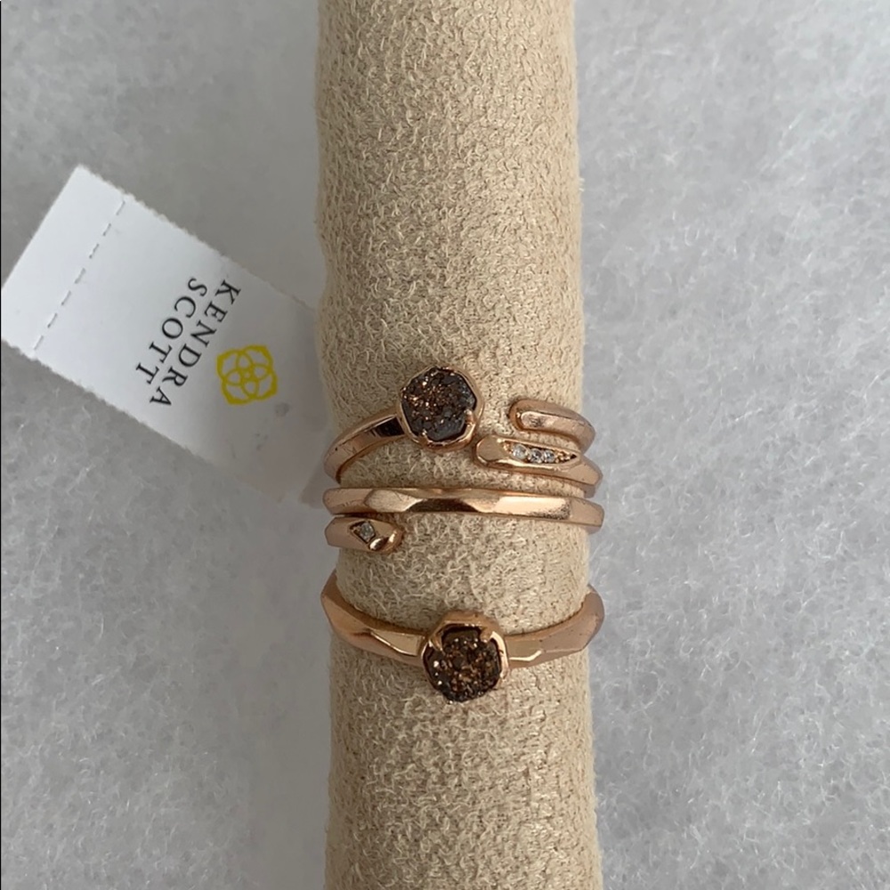 NWT Kendra Scott Warren Stackable Ring Rose Drusy